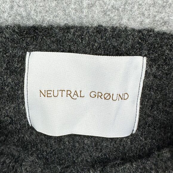 Neutral Ground Tunic Sweater Womens L Gray Oversized Minimal Knit Cozy Slits NEW - Picture 6 of 16